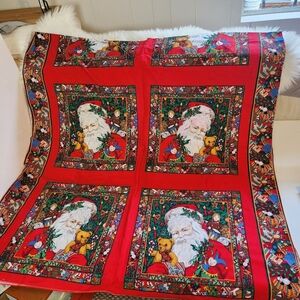 Father Christmas Vintage Santa Claus Tablecloth Fabric Napkins Traditional 1990s